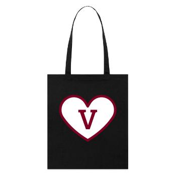 Lettre v cœur sport tendance bordeaux -idée cadeau - Tote bag bio Stanley/Stella - noir - Devant