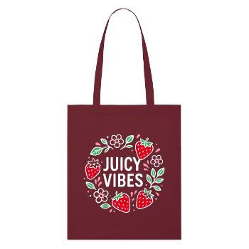 Juicy Vibes - Sommerdesign mit Erdbeeren - Stanley/Stella Bio-Stoffbeutel - Burgunderrot - Vorne