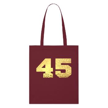 Numéro 45 paillettes doré - 45e anniversaire - Tote bag bio Stanley/Stella - bordeaux - Devant