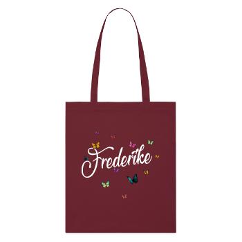 FREDERIKE - Girl's Name & Colorful Butterflies - Stanley/Stella Organic Tote Bag - burgundy - Front