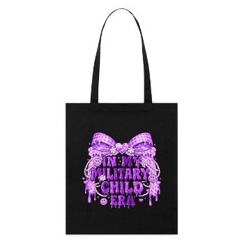 Military Child Era Lila | Militair Kindergeschenk - Stanley/Stella Bio-Stoffbeutel - Schwarz - Vorne