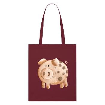 Little pink piggy - pig - piglet - Stanley/Stella Organic Tote Bag - burgundy - Front