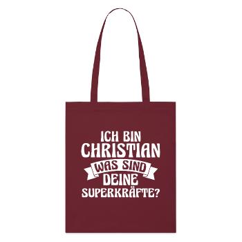 First name Chris Christian - Stanley/Stella Organic Tote Bag - burgundy - Front