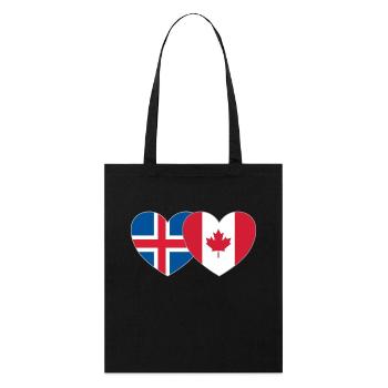 Iceland Canada Flag Heart - Stanley/Stella Organic Tote Bag - black - Front
