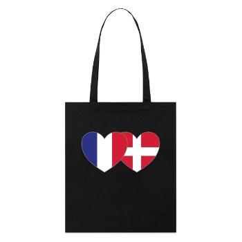 France Denmark Flag Heart - Stanley/Stella Organic Tote Bag - black - Front