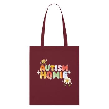 Autism - Stanley/Stella Organic Tote Bag - burgundy - Front