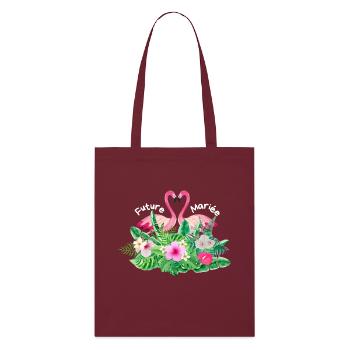 Tropische Flamingo-Braut - Stanley/Stella Bio-Stoffbeutel - Burgunderrot - Vorne