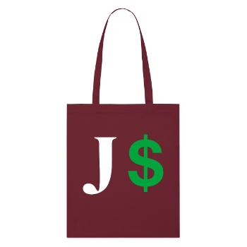 Buchstabe j Dollar - Stanley/Stella Bio-Stoffbeutel - Burgunderrot - Vorne