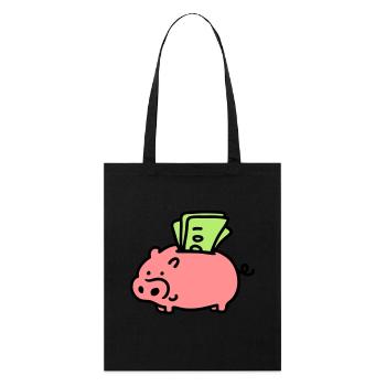 Sparschwein - Scheine 3 - Stanley/Stella Bio-Stoffbeutel - Schwarz - Vorne