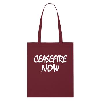 Ceasefire now - Stanley/Stella Organic Tote Bag - burgundy - Front
