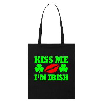 Kiss me im irish - Stanley/Stella Organic Tote Bag - black - Front