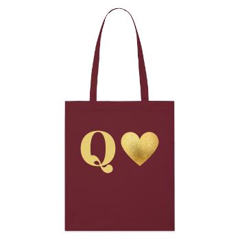 Buchstabe q goldenes Herz - Stanley/Stella Bio-Stoffbeutel - Burgunderrot - Vorne