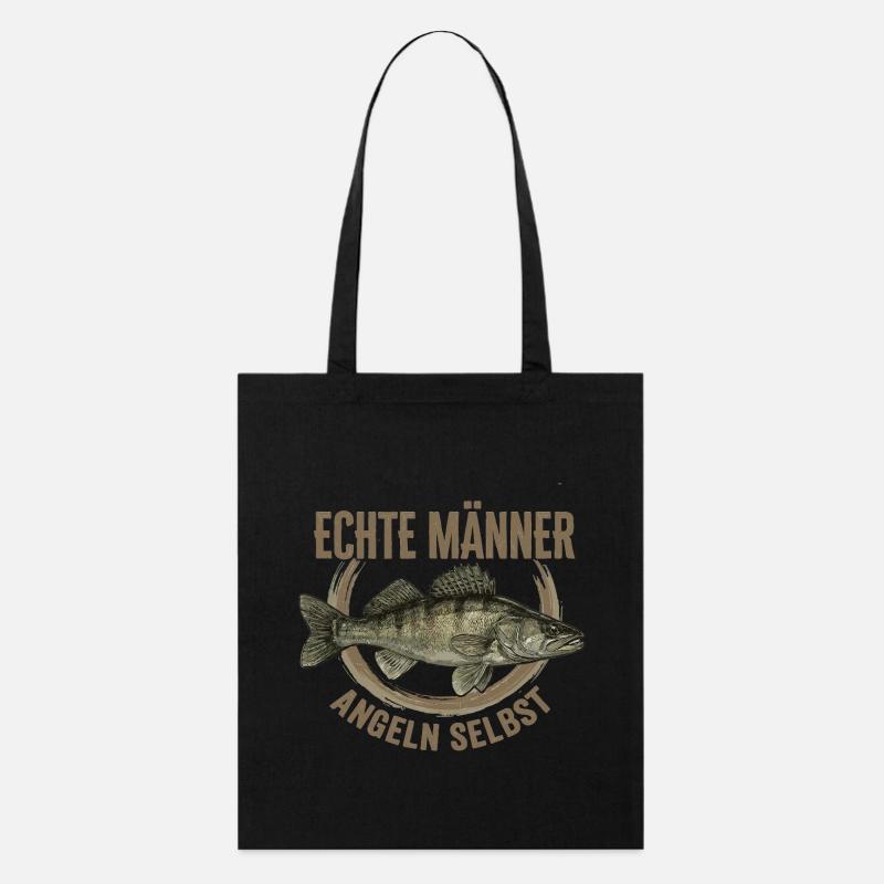 Vrais hommes – Pêche à la Selbs Zander - Tote bag bio Stanley/Stella - noir