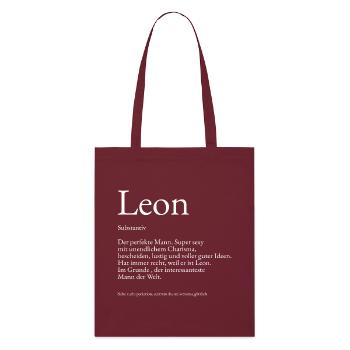 Leon Dictionary Explanation First name Lukas - Stanley/Stella Organic Tote Bag - burgundy - Front