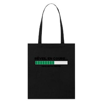 motif réveil en cours - Tote bag bio Stanley/Stella - noir - Devant