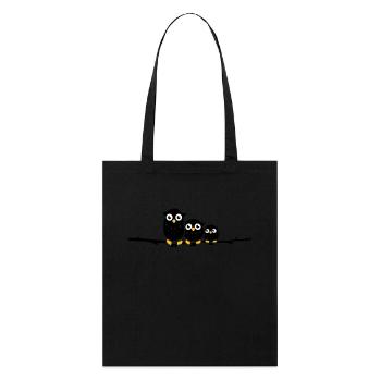 trois hiboux sur une branche - Tote bag bio Stanley/Stella - noir - Devant