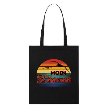Moin Wismar with seagull in retro style - Stanley/Stella Organic Tote Bag - black - Front