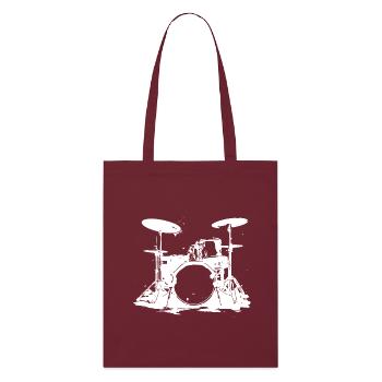 Drumset Skizze - Stanley/Stella Bio-Stoffbeutel - Burgunderrot - Vorne