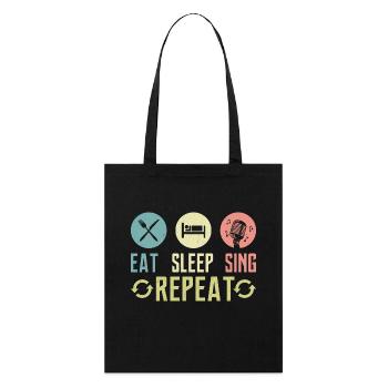 Eat Sleep Sing Repeat Singer Singing - Stanley/Stella Bio-Stoffbeutel - Schwarz - Vorne