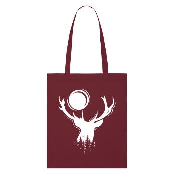Elch Symbol Mond Hirsch Abend Wald Icon Grafik - Stanley/Stella Bio-Stoffbeutel - Burgunderrot - Vorne