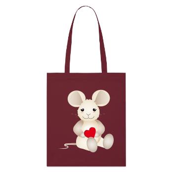 zuckersüße Maus mit einem Herz für Valentinstag - Stanley/Stella Bio-Stoffbeutel - Burgunderrot - Vorne
