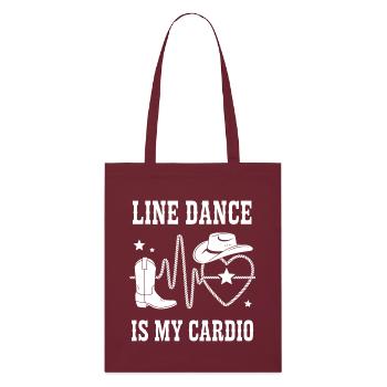 Line Dance Cardio Cowboy Herz - Stanley/Stella Bio-Stoffbeutel - Burgunderrot - Vorne