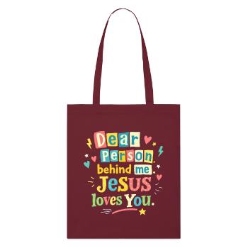 Jésus t’aime, message positif - Tote bag bio Stanley/Stella - bordeaux - Devant