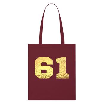 Numéro 61 paillettes doré - 61e anniversaire - Tote bag bio Stanley/Stella - bordeaux - Devant