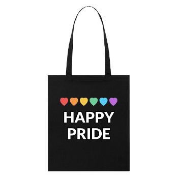 Happy Pride Rainbow hearts Mois de la fierté LGBTQ - Tote bag bio Stanley/Stella - noir - Devant