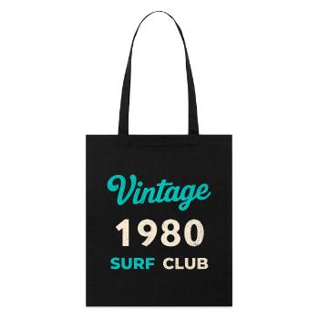 Vintage 1980 Surf Club Retro Geburtsjahr Geschenk - Stanley/Stella Bio-Stoffbeutel - Schwarz - Vorne