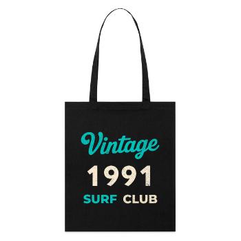 Vintage 1991 Surf Club Retro Geburtsjahr Geschenk - Stanley/Stella Bio-Stoffbeutel - Schwarz - Vorne