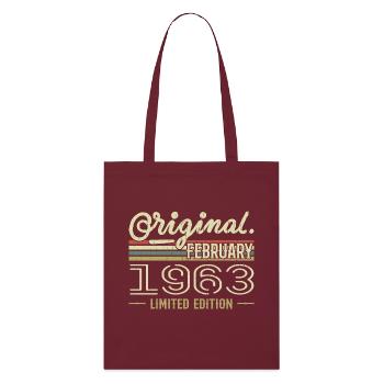 Cadeau Février 1963 - Anniversaire Février 1963 - Tote bag bio Stanley/Stella - bordeaux - Devant