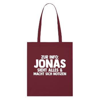Jonas - Stanley/Stella Bio-Stoffbeutel - Burgunderrot - Vorne