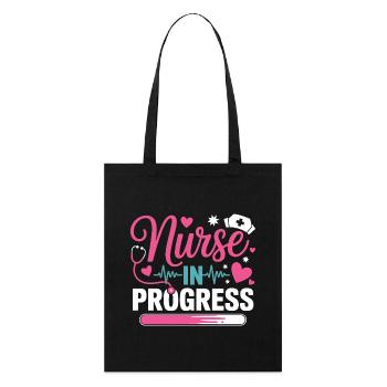 Nurse In Progress Pink Blau - Stanley/Stella Bio-Stoffbeutel - Schwarz - Vorne