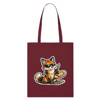 Peintre renard coquin avec palette - Tote bag bio Stanley/Stella - bordeaux - Devant