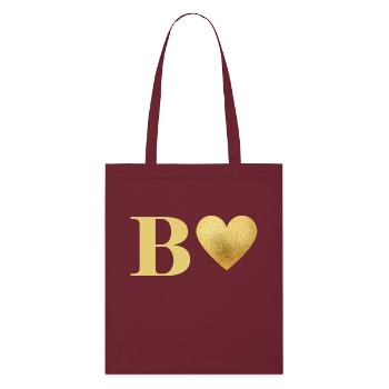 Buchstabe b Goldenes Herz - Stanley/Stella Bio-Stoffbeutel - Burgunderrot - Vorne