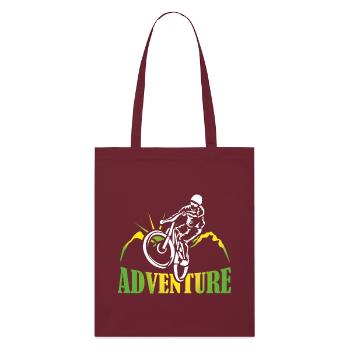 Bike Adventure Tours Mountainbike Shirt Geschenk - Stanley/Stella Bio-Stoffbeutel - Burgunderrot - Vorne