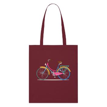 Dessin technique, vintage, vélo, coloré - Tote bag bio Stanley/Stella - bordeaux - Devant