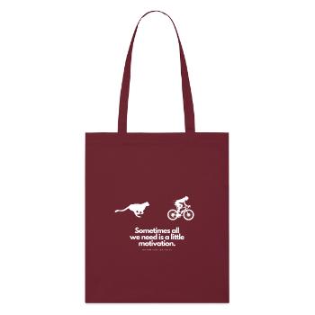 Extra Portion Motivation Fahrradfahrerin WildPuma - Stanley/Stella Bio-Stoffbeutel - Burgunderrot - Vorne