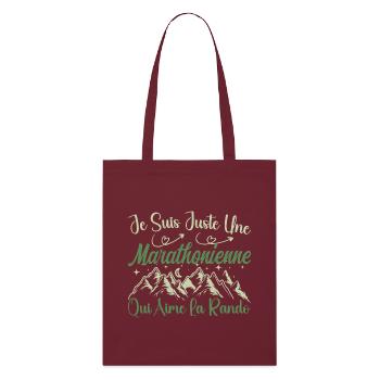 Marathonienne aventurier passionnée de Randonnée - Tote bag bio Stanley/Stella - bordeaux - Devant