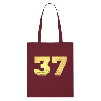 Numéro 37 paillettes doré - 37e anniversaire - Tote bag bio Stanley/Stella - bordeaux - Devant