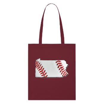 Baseball in der Pennsylvania State Landkarte - Stanley/Stella Bio-Stoffbeutel - Burgunderrot - Vorne