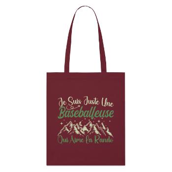 Baseballeuse aventurier passionnée de Randonnée - Tote bag bio Stanley/Stella - bordeaux - Devant