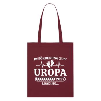 Uropa 2027 Loading – Geschenk Schwangerschaft - Stanley/Stella Bio-Stoffbeutel - Burgunderrot - Vorne