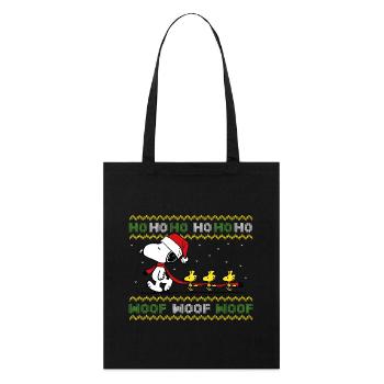 Peanuts Snoopy Hohoho - Stanley/Stella Organic Tote Bag - black - Front