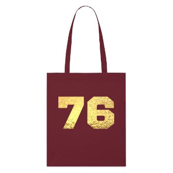 76 paillettes doré - 76e anniversaire - Tote bag bio Stanley/Stella - bordeaux - Devant