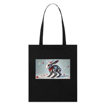 Weihnachtshase - Stanley/Stella Bio-Stoffbeutel - Schwarz - Vorne