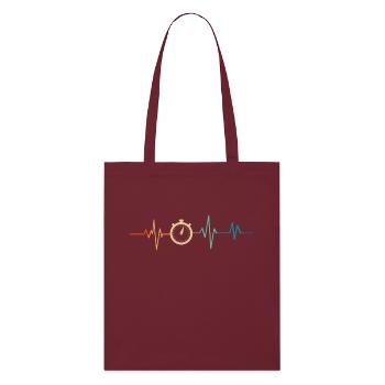 Heartbeat Retro Stopwatch - Stanley/Stella Organic Tote Bag - burgundy - Front