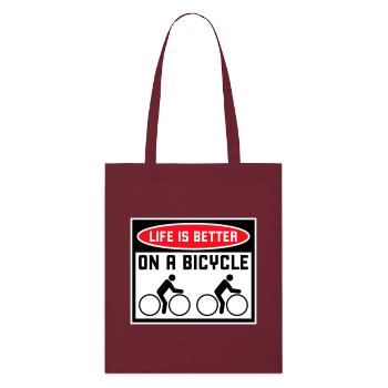 La vie est meilleure à vélo. Cyclisme Sport - Tote bag bio Stanley/Stella - bordeaux - Devant