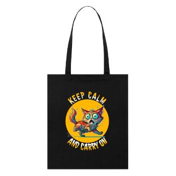 Keep Calm and Carry On - Erschreckte Katze & Weish - Stanley/Stella Organic Tote Bag - black - Front